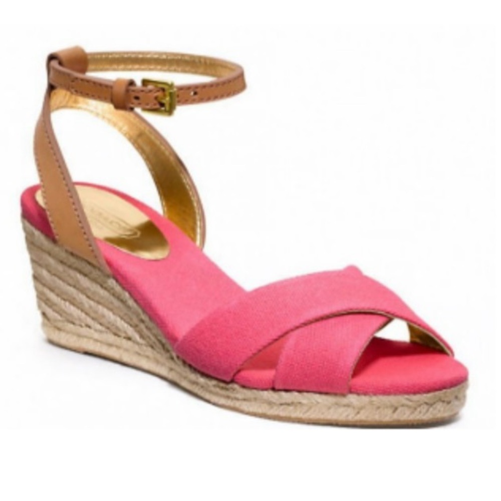 Coach henley pink wedges Gently Used